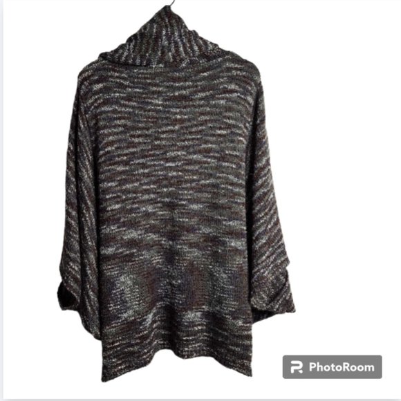 Chloe K Hi-Lo Multi Colored Boxy Poncho Sweater Size XL - Picture 7 of 12